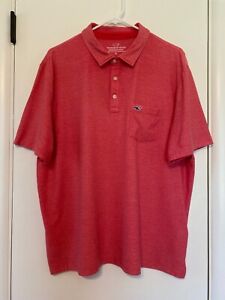 Vineyard Vines Men's S/S Edgartown Pocket Golf Polo Shirt: XL, Red Stripe, Logo