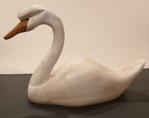 Swan Wooden Hand Carved/ Painted Decoy Patrick Guire '97 Canada 19"x13.5"x6"