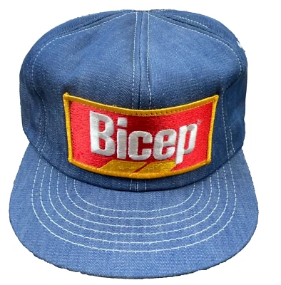 De colección Swingster Denim Camionero Gorra Gorra Snapback Hecha en EE. UU. Parche Bíceps Granja Años 80 Foto 1 de 4