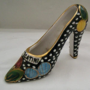 UNUSUAL 1ST ½ 20TH C. “MONTECATINI” ITALY HAND ENAMEL DECORATED POTTERY SHOE (hi - Picture 1 of 5