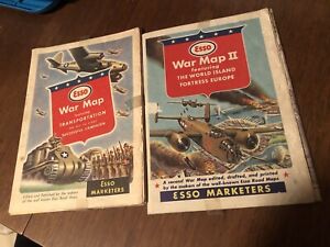Esso War Maps Lot I And II Military Gas Oil Vintage 