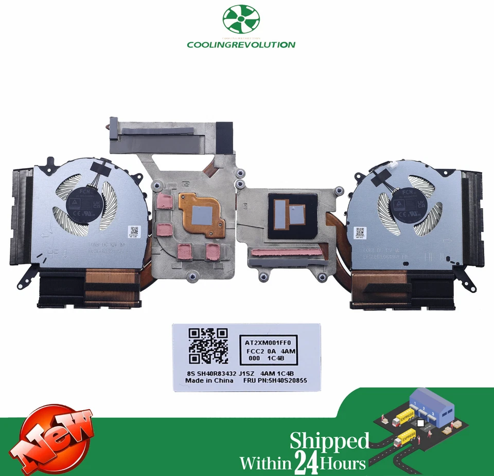 Laptop CPU GPU Heat sink Fan for Lenovo Legion 5 16ARX8 5H40S20855 - Image 1 of 2