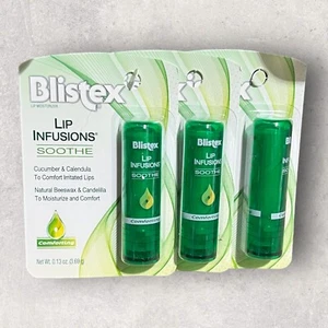 3 x Blistex Lip Infusions Soothe Cucumber & Calendula Natural Beeswax Comforting - Picture 1 of 2