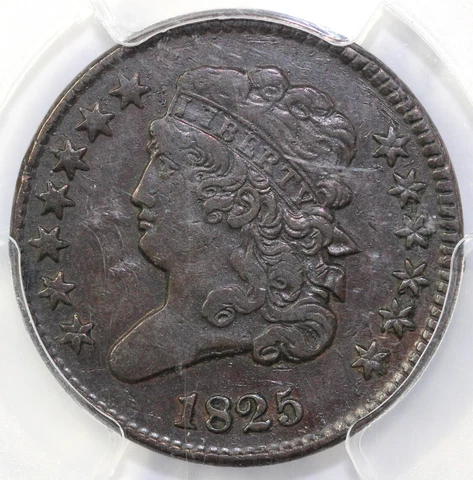 1825 1/2c C-2 Classic Head Half Cent PCGS VF 25 Cover