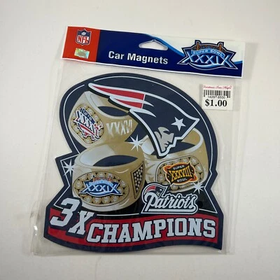 全新英格兰爱国者队超级碗 XXXIX XXXVI 3x 冠军磁铁 NFL 足球 — 第 1/4 张图片
