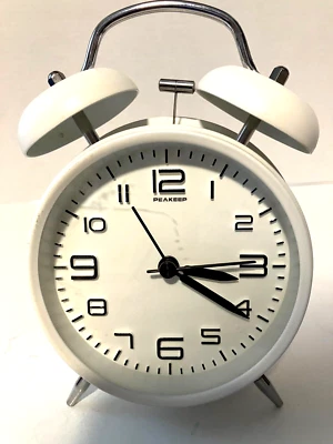 Peakeep White Twin Bell Alarm Clock with Battery TESTED - Image 1 of 3