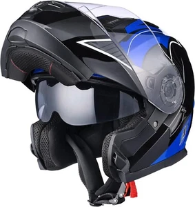 AHR Motorcycle Helmet Dual Visor Modular Flip up Full Face Helmet DOT Approved - - Picture 1 of 8