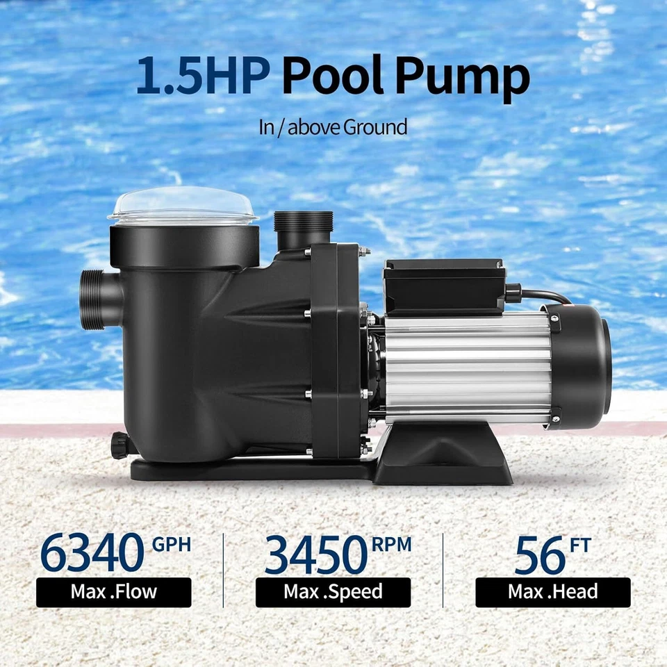 2.5HP POOL PUMP MOTOR ABOVE GROUND SWIMMING POOL FILTER HI-FLO W/ STRAINER BASKE