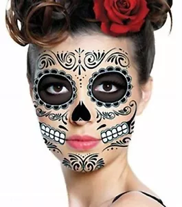 Calaveras de azúcar Cara Joyería Tatuaje Maquillaje Kit Cosplay Día de Muertos 20 piezas Set - Imagen 1 de 5