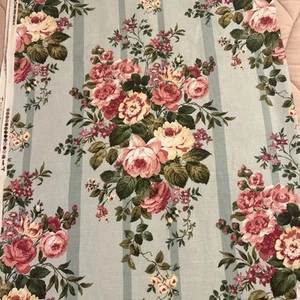 5 yds 54"W Vtg Atelier 1993 Floral Cotton Drapery Upholstery Fabric Pinks, Green - Picture 1 of 20