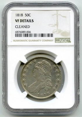 1818 Bust Half Dollar NGC VF Details Cleaned - P725 - Image 1 of 2