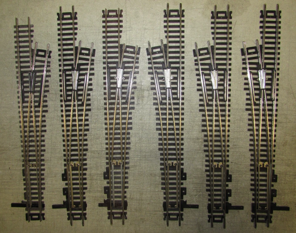6 ATLAS NICKLE/SILVER #6 CUSTOM-LINE SWITCH TURNOUTS HO SCALE (LOT 332) - Image 1 of 1