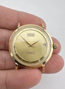 RARE 1970's VULCAIN 18K Yellow Gold CENTENARY SUPER DELUXE RING Automatic Watch - Picture 1 of 8