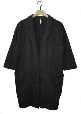 Chaqueta tejida Free People Whole Story NEGRA Blazer largo holgado manga 3/4 $148 LG Foto 1 de 4