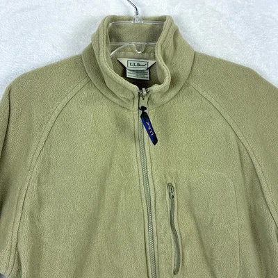 VTG LL Bean Nylon Fleece Full Zip Jacket Men M Tan Outdoor Nature Hiking Camping - Image 1 of 4