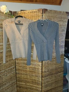 2 I.N.C. International Concepts Ribbed Surplice Pullover Sweaters Taupe & Gray - Picture 1 of 6