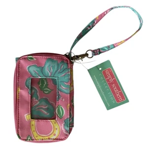 Simply Southern ID Wristlet Wallet 4x6 Pink Teal Floral NWT - Picture 1 of 7