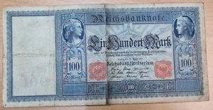 100 Mark - Reichsbanknote 21. April 1910 -D- Roter Stempel Siegel Sammlerstück - Bild 1 von 5