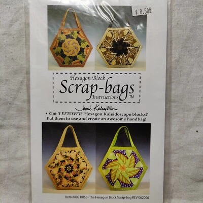 Hexagon Block Scrap-Bags Purse Sewing Quilting Needlecraft Pattern Design - Image 1 of 4