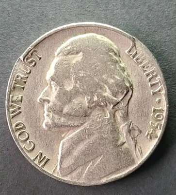 1954-D Jefferson Nickle Doubble Die Strike Error US Coin - Image 1 of 4