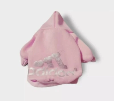 Adidog 粉色或蓝色狗帽衫 2 腿连身裤小狗外套运动衫服装 — 第 1/4 张图片