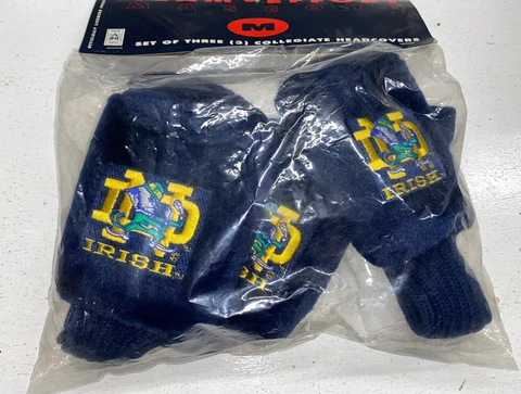 Vintage Set of 3 Notre Dame Driver Head Golf Club Covers New In The Package Cover