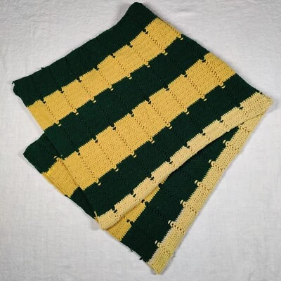 Manta de abuela afgana vintage tejida a mano 56x56" rayas amarillas y marrones Foto 1 de 4