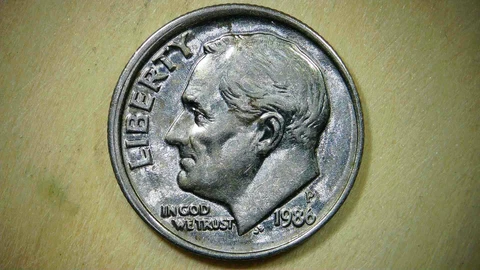 1986 P Roosevelt dime broadtruck/die clash Cover
