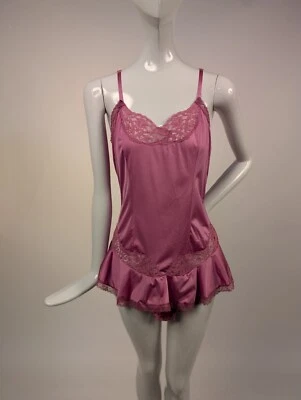 DE COLECCIÓN AÑOS 70 ROSA ROSA PELUCHE SLIP CON ENCAJE Foto 1 de 3