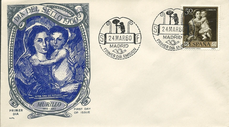 FDC Spain Stamp day 1960 Painters Murillo - Image 1 of 1