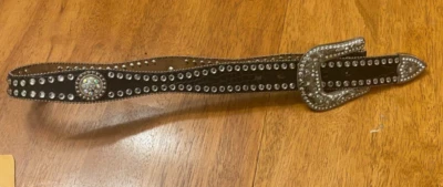 Cinturón Miss Me Cuero Negro Estrás Hebilla Deslumbrante Talla S 35" Foto 1 de 4