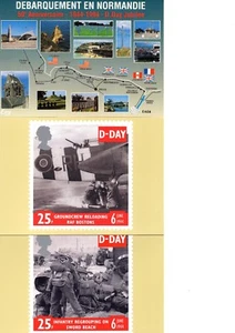 6 WW2 D-Day Stamp Postcards 6th June 1944 plus Battle of Britain stamps - Picture 1 of 3