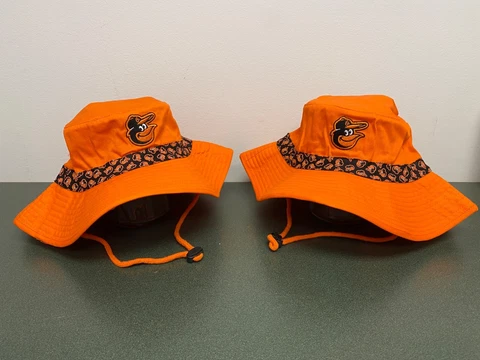 2 Baltimore Orioles Baseball Promo Giveaway Unisex Adult Bucket Beach Cap Hat Cover