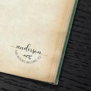 Estampilla de libro, este libro pertenece a estampar, leerlo, amarlo, devolverlo estampilla, clase - Imagen 1 de 7