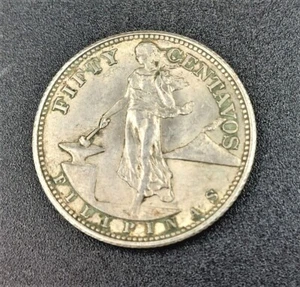 1944-S PHILIPINES 50 CENTAVOS 75% Silver Coin - Picture 1 of 5