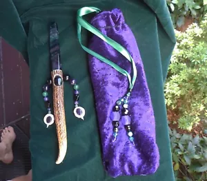Beaded Fluorite Black Onyx Cruelty Free Antler Wand Amethyst Aventurine Healing - Picture 1 of 11