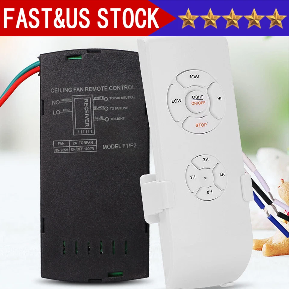 Universal Wireless Remote Control and Receiver Kits for Ceiling Fan Lamp Home - Image 1 of 4