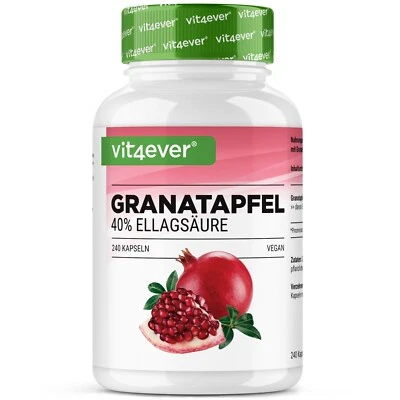 VIT4EVER Cápsulas de extracto de granada 240 á 600mg - 40% ácido elágico - vegano y alta dosis