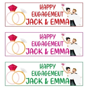x2 Personalised Congratulations Happy Engagement Banner Party Celebrations - Picture 1 of 3