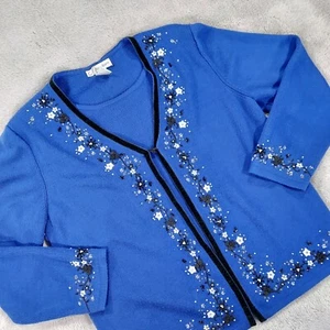 Dressbarn Cardigan Sweater Womens Large Floral Simple Casual Academia Granny - Picture 1 of 11