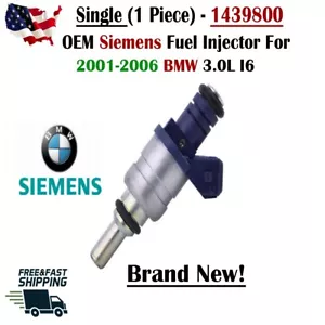 BRAND NEW OEM Siemens 1 Piece Fuel Injector for 2001-2006 BMW 3.0L V6 MP#1439800 - Picture 1 of 4