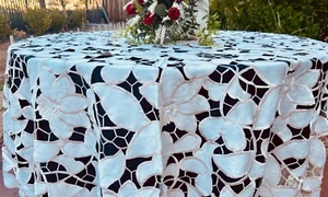 Mantel Rosa Bordado Vintage Marfil 90" REDONDO Corte Completo - Imagen 1 de 7