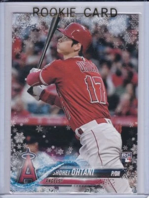 SHOHEI OHTANI ROOKIE CARD 2018 Topps Holiday Baseball RARE $$ METALLIC SNOWFLAKE - Image 1 of 2