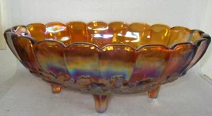 Vintage Indiana Iridescent Carnival Glass Harvest Grape Gold/Amber Oval Bowl 12" - Picture 1 of 12