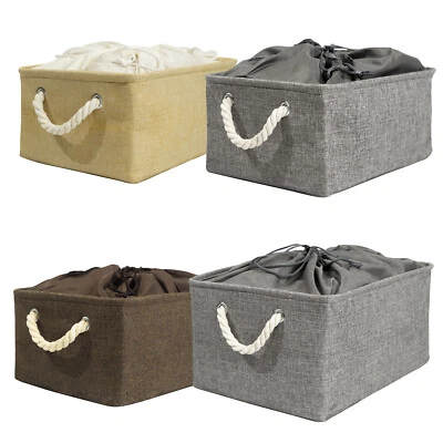 RMAN 4er Pack Aufbewahrungskorb Stoff Aufbewahrungsbox mit Deckel Griffen - Bild 1 von 3
