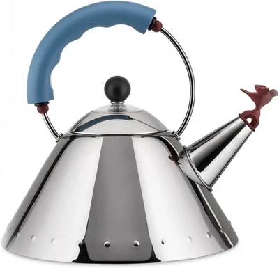 Alessi 9093 Michael Graves Kettle with Bird Whistle, Blue Handle - Image 1 of 4
