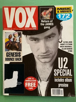 VOX mag Dec-1991 U2 Genesis James Marc Almond Ellen Barkin Monty Python Sting UK - Image 1 of 2