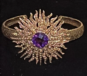 NICKY BUTLER Bronze Collection Starburst lila Quarz Armreif Armband groß MCM - Bild 1 von 7