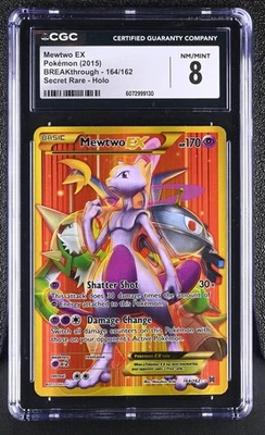 CGC 8 Mewtwo EX 2015 BREAKthrough 164/162 Secret Rare Holo Pokemon Card - Image 1 of 2