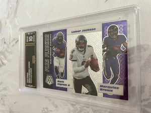 LAMAR JACKSON M. BROWN M. INGRAM 2020 MOSAIC FLEA FLICKER # FF2 GRADED 10 L@@@K - Picture 1 of 2